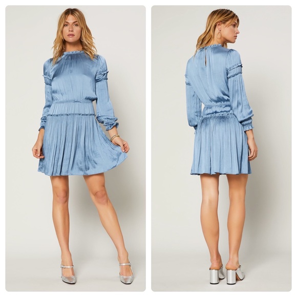 Current Air Dresses & Skirts - Current Air Satin Round Neck Mini Dress 👗 Baby Blue!